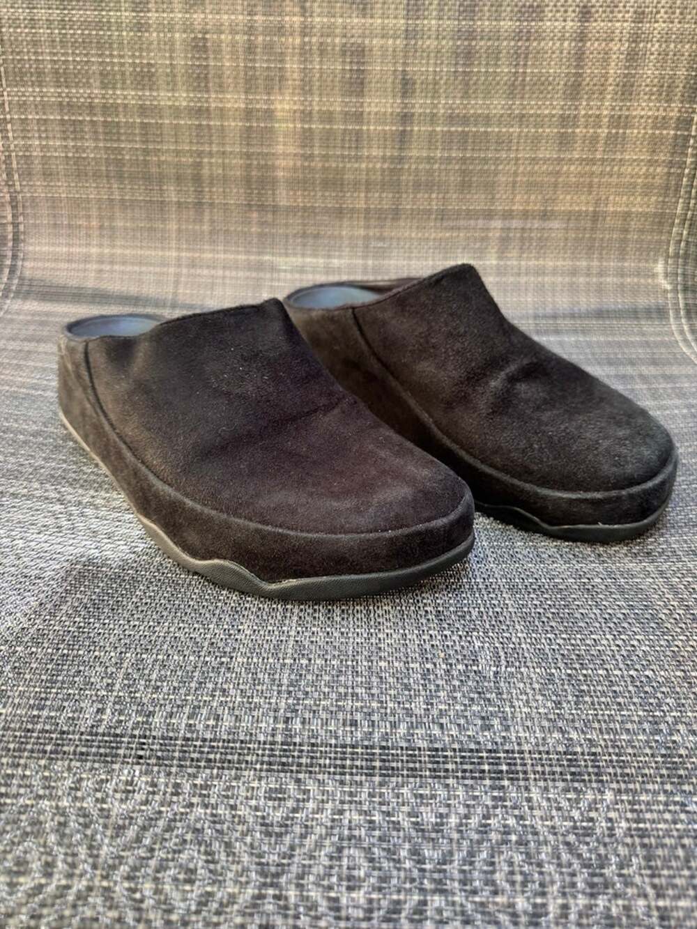 Fitflop Slip On Shoes Women US7 Black Suede Mule Clogs Sleepers